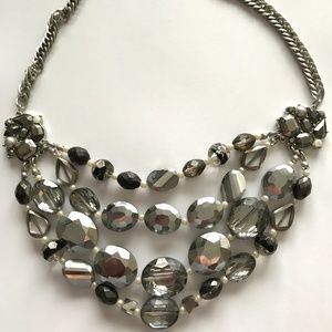 WHBM Statement necklace silver gray